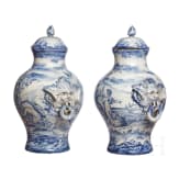 A pair of large Italian Fayance cover vases, 19th century