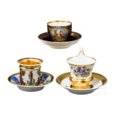 Three German porcelain cups, 19th century