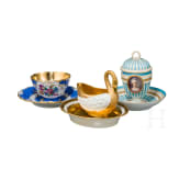 Three porcelain cups from Sevres and Meissen, 19th century