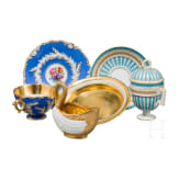 Three porcelain cups from Sevres and Meissen, 19th century