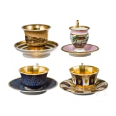 A small collection of German porcelain cups, 19th century