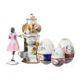 A large ensemble of hand-painted porcelain, 20th century