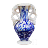 A painted small frosted glass vase, Fasson a Venice, 17th century