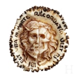 A carved German deer amulet with Memento Mori head, 19th century