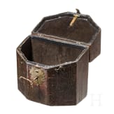 A Southern German leather covered wooden core Baroque casket, 18th century