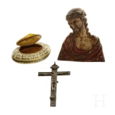 A Sterzing snuffbox, and two religious objects, ca. 1800