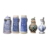 Two jars, two Siegburger Schnellen and a jug, 19th - 20th century