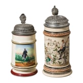 Two Hochrad-motif jugs, late 19th century