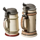 Two Hochrad-motif jugs, late 19th century