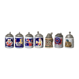 Seven beer mugs with tin lids, late 19th-20th century