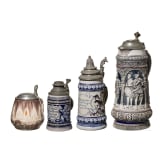 Three beer mugs and a jug