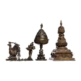 Four Indian/Nepalese bronze objects, 20th century