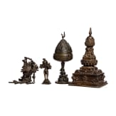 Four Indian/Nepalese bronze objects, 20th century