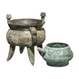 Two Chinese bronze vessels, collector's replicas, 19th/20th century