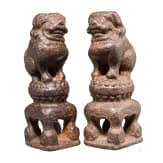 A pair of Chinese opium balance weights in the shape of Fo hounds, circa 1900