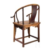 A Chinese horseshoe-backed wooden chair, ca. 1900