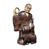 Monk with dog, carving in wood and ivory, China, around 1900