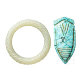 A jade collar and a turquoise cicada, China, 19th century