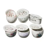 A set of six Chinese lidded bowls, 19th century