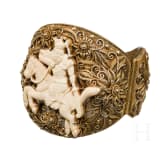 A Chinese silver filigree bracelet mounted witn ivory, ca. 1920/30