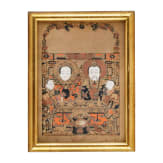 A colored print with family portrait, China, 19th century