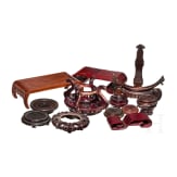 A set of mostly Chinese pedestals and stands, 19th and 20th century