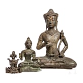 Three Cambodian bronze figures, 20th century