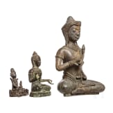 Three Cambodian bronze figures, 20th century