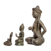 Three Cambodian bronze figures, 20th century
