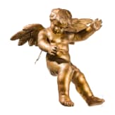 A carved and gold painted putto, German, 18th century