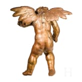 A carved and gold painted putto, German, 18th century