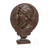 A French neoclassical bronze medaillion with the relief of Gioachino Antonio Rossini (*29.02.1792 Pesaro, &dagger;13.11.1868 in Passy, Paris), 19th century