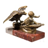 Ruffino Besserdich (1852 - ?) - a small bronze sculpture of a child with eagle