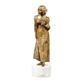 Young lady with flower, bronze, circa 1900