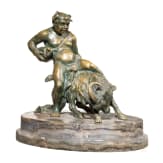 Bacchus auf Ziegenbock, Bronze auf Marmorsockel, um 1900