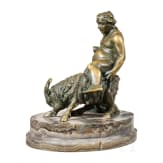 Bacchus auf Ziegenbock, Bronze auf Marmorsockel, um 1900