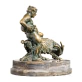 Bacchus auf Ziegenbock, Bronze auf Marmorsockel, um 1900