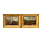 Two oil paintings of a cavalry skirmish, 18th century