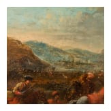 Two oil paintings of a cavalry skirmish, 18th century