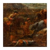 Two oil paintings of a cavalry skirmish, 18th century