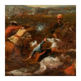 Two oil paintings of a cavalry skirmish, 18th century