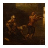 A French painting with a beggar scene, 18th century
