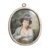 An English lady's miniature in silver frame, ca. 1800
