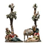 Two Tyrolean carvings with genre scenes as counterparts, circa 1800