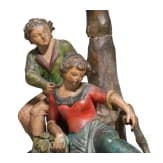 Two Tyrolean carvings with genre scenes as counterparts, circa 1800