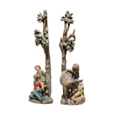 Two Tyrolean carvings with genre scenes as counterparts, circa 1800