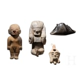 Two Central and South American pipes and two pipe figures, circa 1000 &ndash; 1500