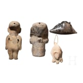 Two Central and South American pipes and two pipe figures, circa 1000 &ndash; 1500