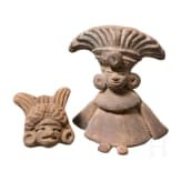 A Central American terracotta figure and an applike, circa 500 &ndash; 1500