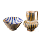 Krug und Schale mit Streifendekor, Kashan, Iran, 12. - 13. Jhdt.